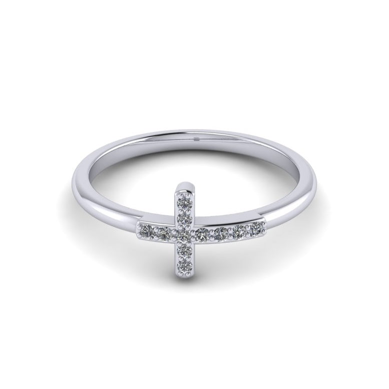 Cross Ring With Diamonds