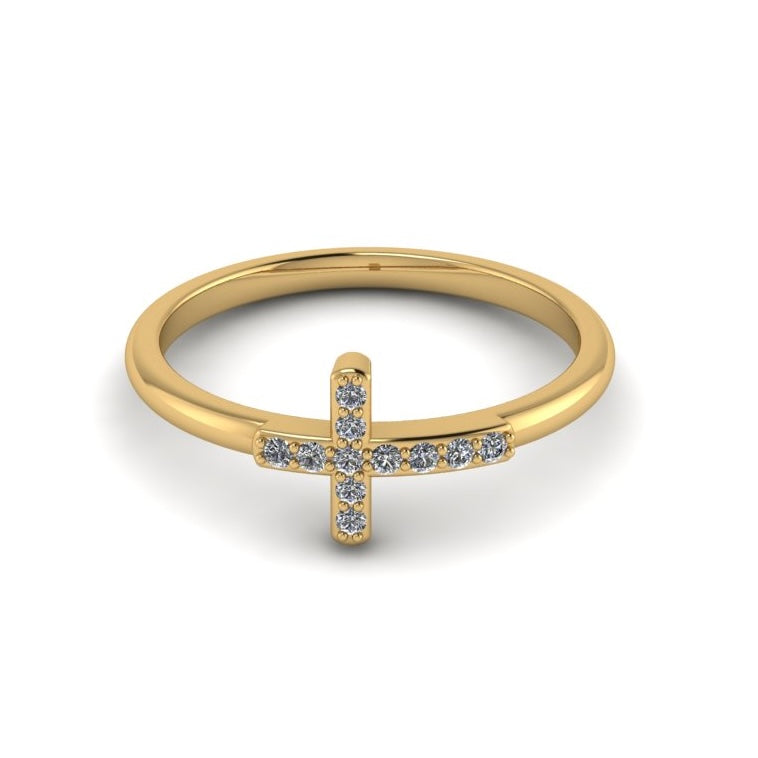 Cross Ring With Diamonds