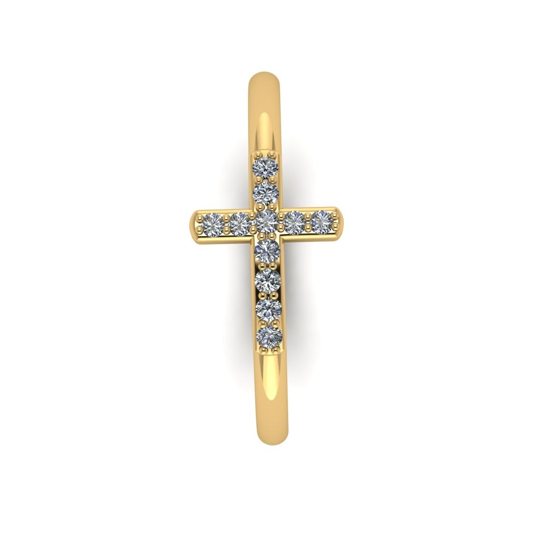 Cross Ring With Diamonds