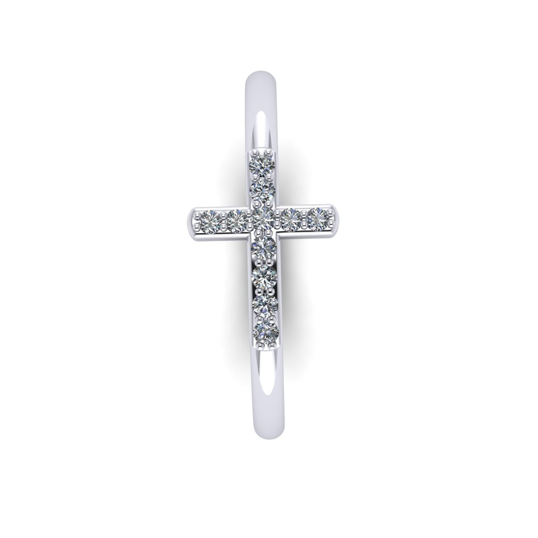 Cross Ring With Diamonds