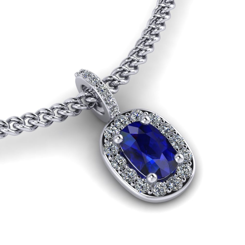 Sapphire Halo Pendant