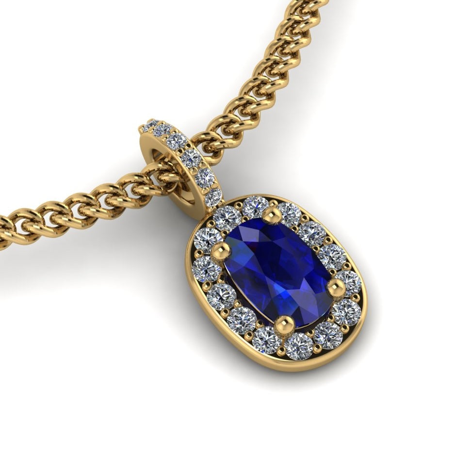 Sapphire Halo Pendant
