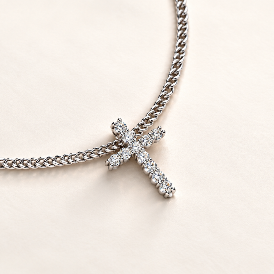 Diamond Cross Charm