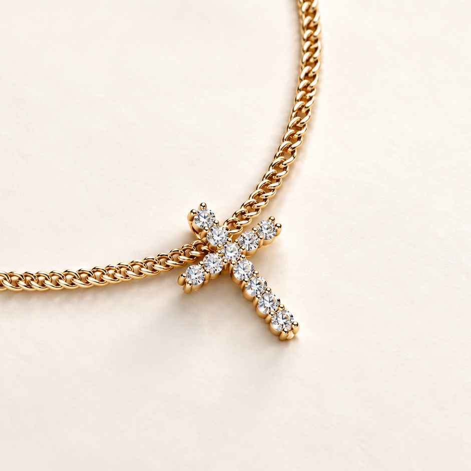 Diamond Cross Charm