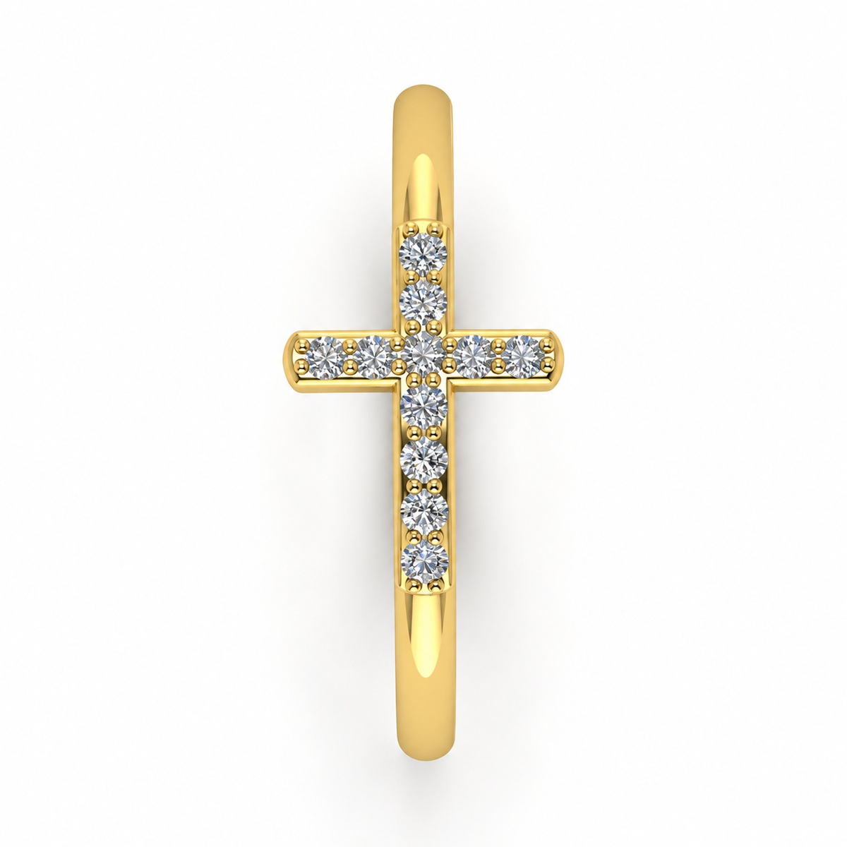 Cross Ring With Diamonds