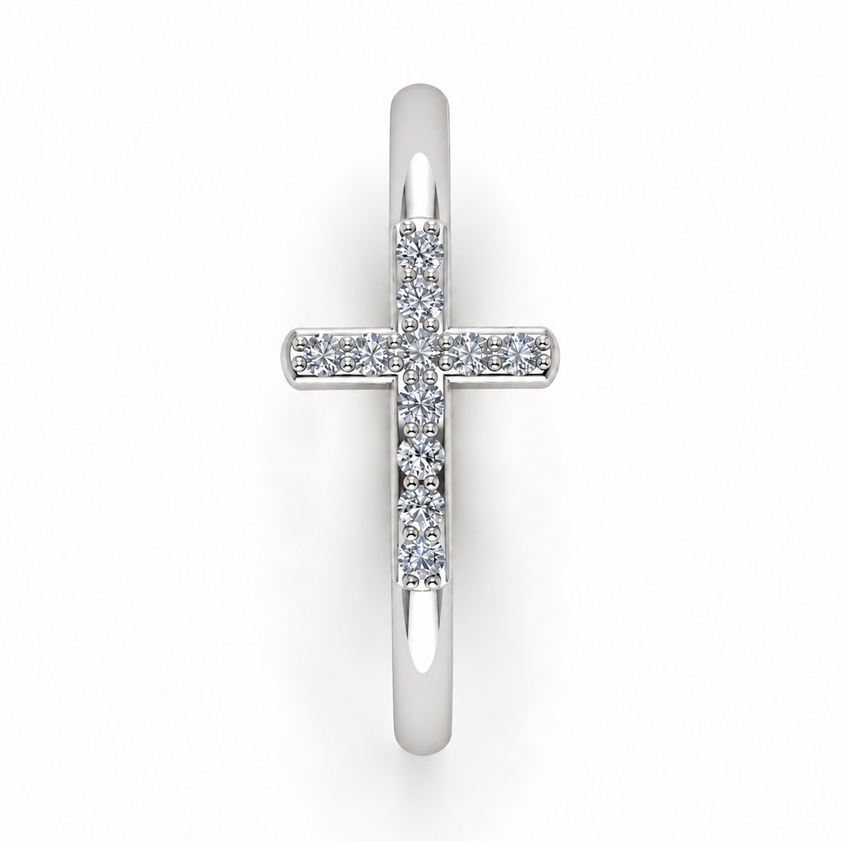 Cross Ring With Diamonds