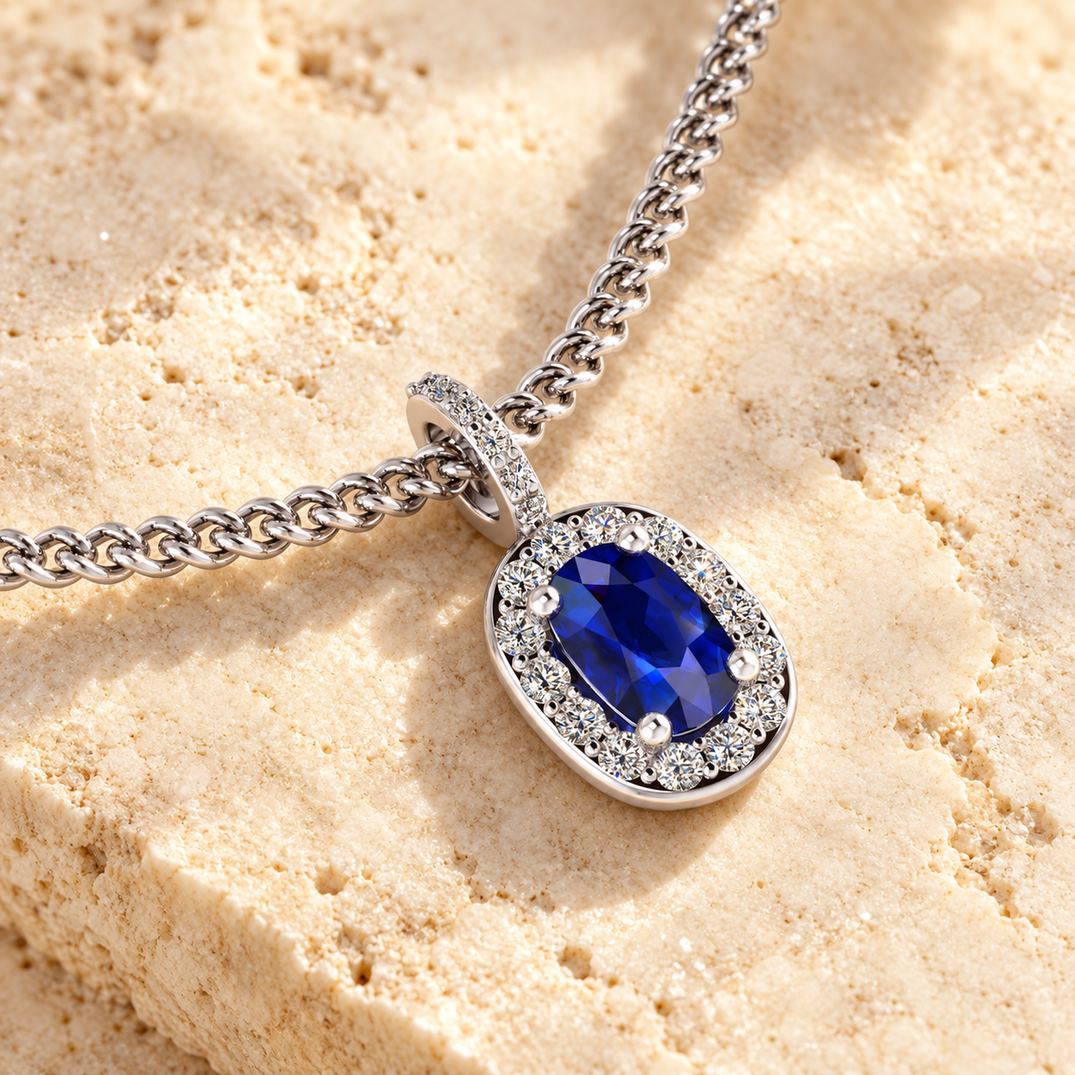 Sapphire Halo Pendant
