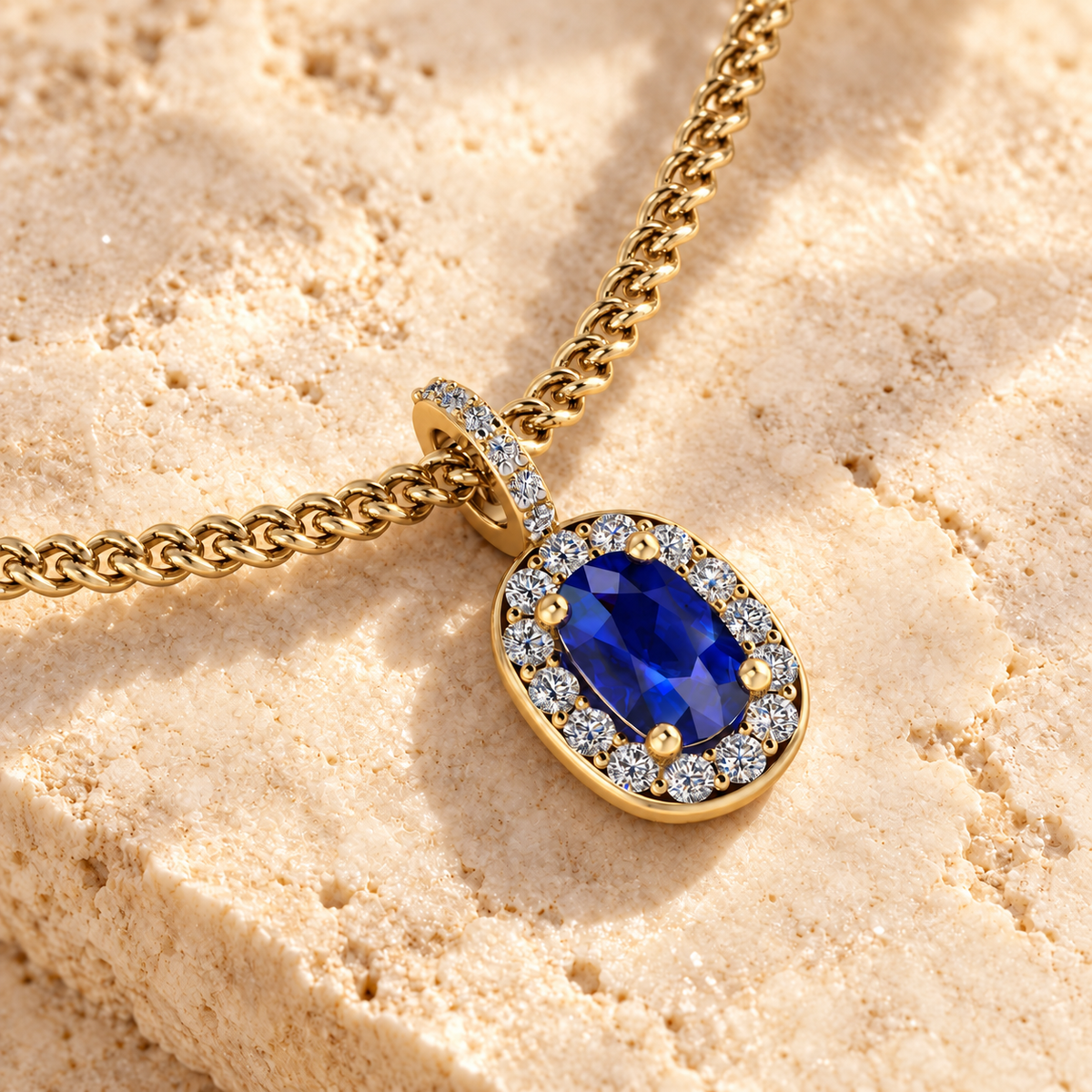 Sapphire Halo Pendant