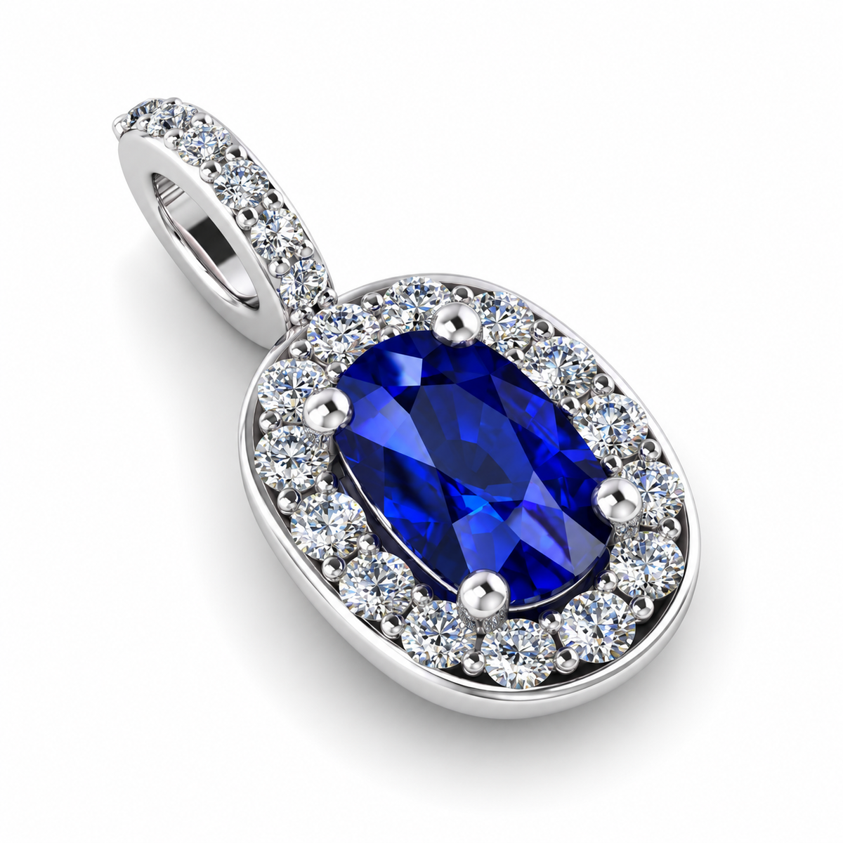 Sapphire Halo Pendant