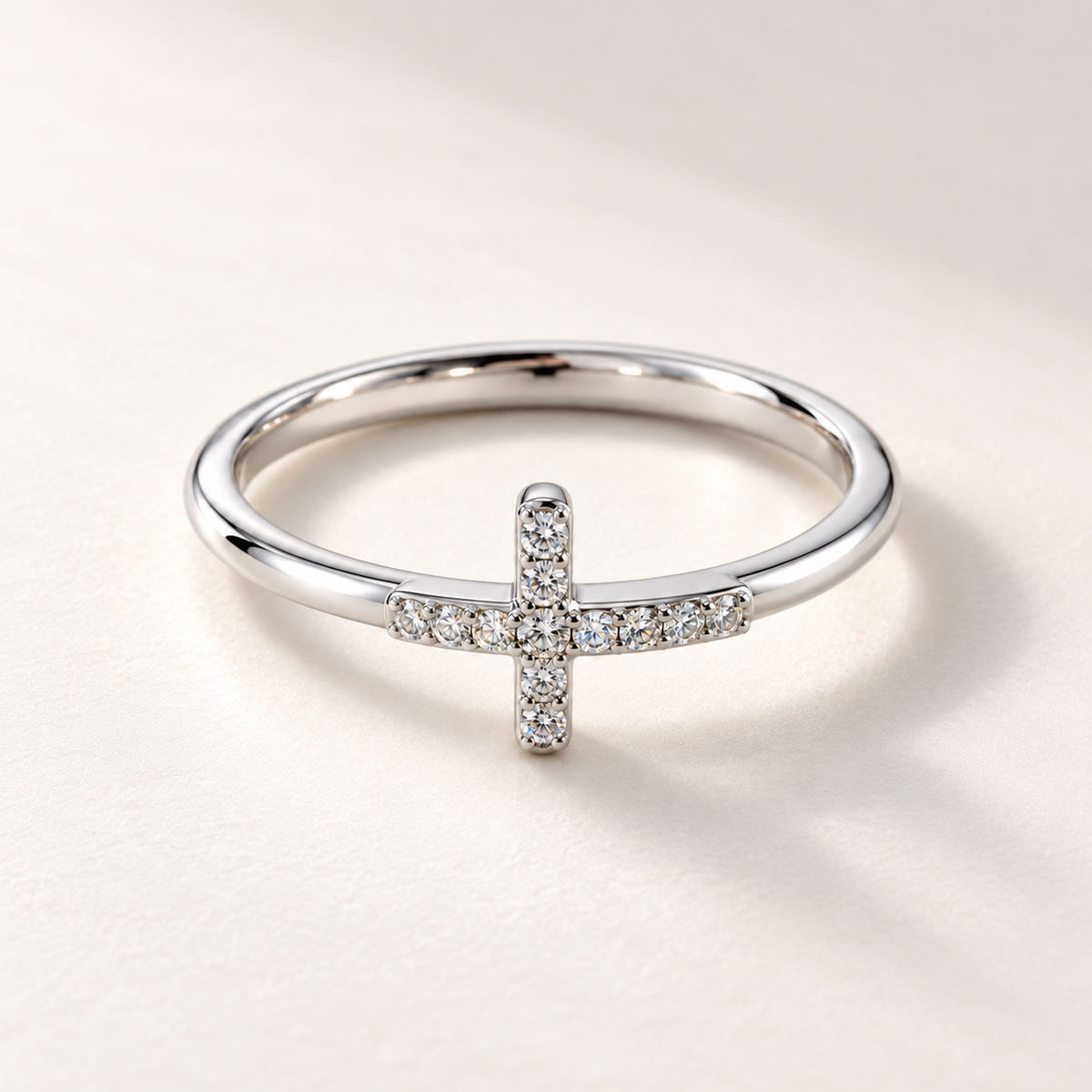 Cross Ring With Diamonds