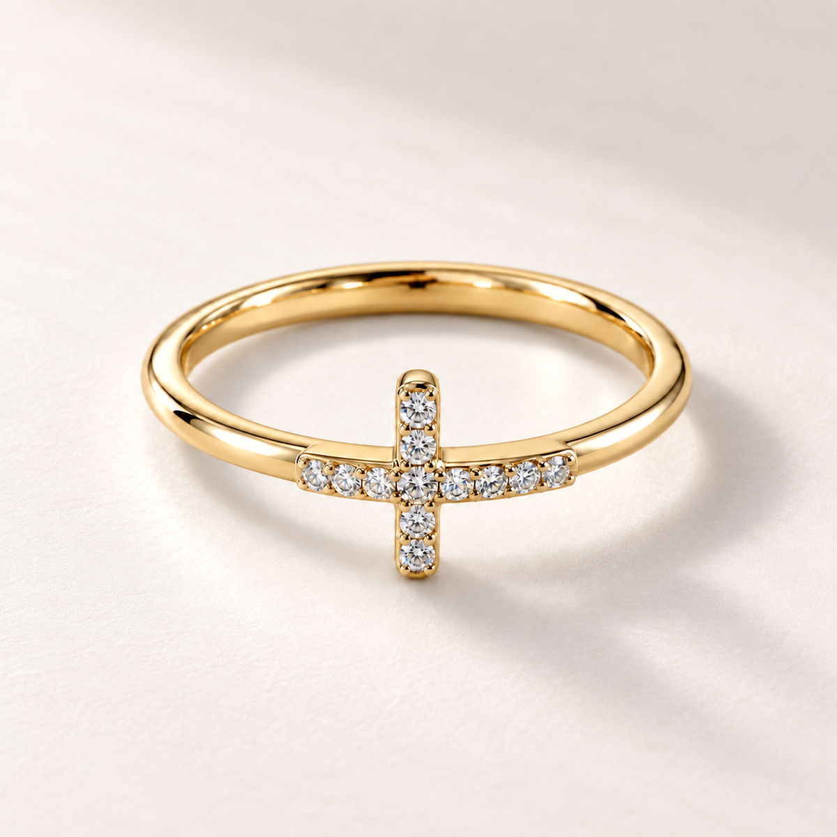 Cross Ring With Diamonds